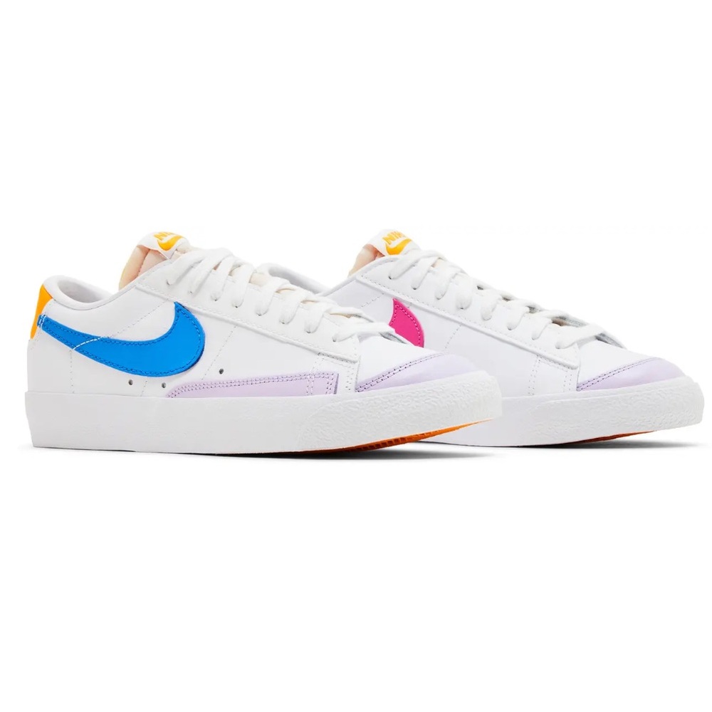 Nike Women’s Low-Top Sneakers White with Blue, Pink, Lavender & Orange Accents